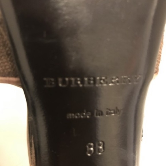 Burberry brown canvas/burlap peep toe heels - Picture 6 of 7